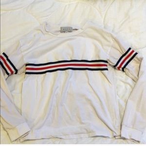 Gaze White top with red, white, blue stripe